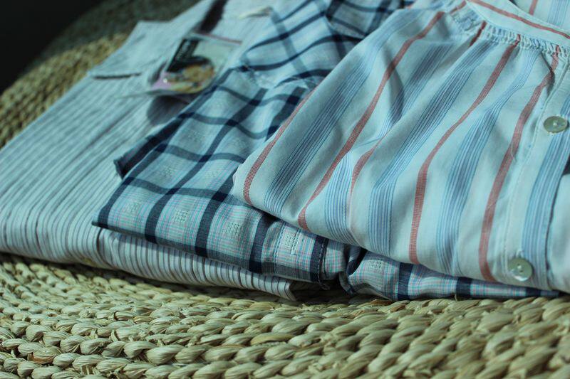 NIGHTDRESS WOMENS SUMMER COTTON 2016 SPRING NEW LONG SLEEVE WOMENS PAJAMAS PLUS SIZE KOREAN VERSION PLAID MID-SKIRT LOUNGEWEAR
