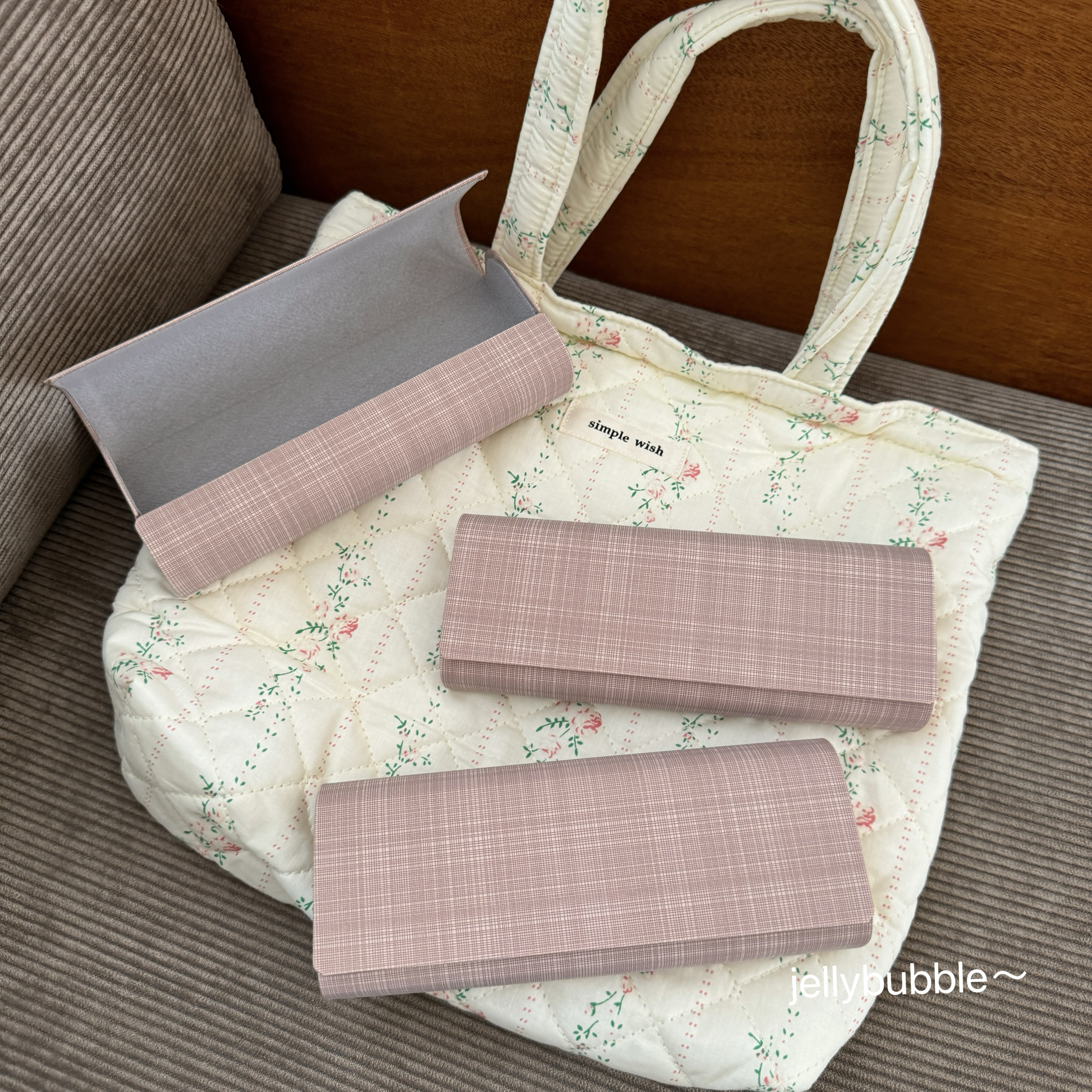 小众设计感粉色格纹眼镜盒便携收纳包学生近视镜太阳墨镜收纳盒