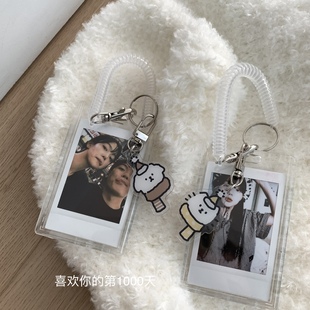 原创款/透明亚克力拍立得相框挂件冬季小狗猫咪咕卡卡套照片收纳