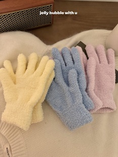 韩系毛绒手套时髦可爱 秋冬保暖珊瑚绒保暖手套彩色多色 尖子生