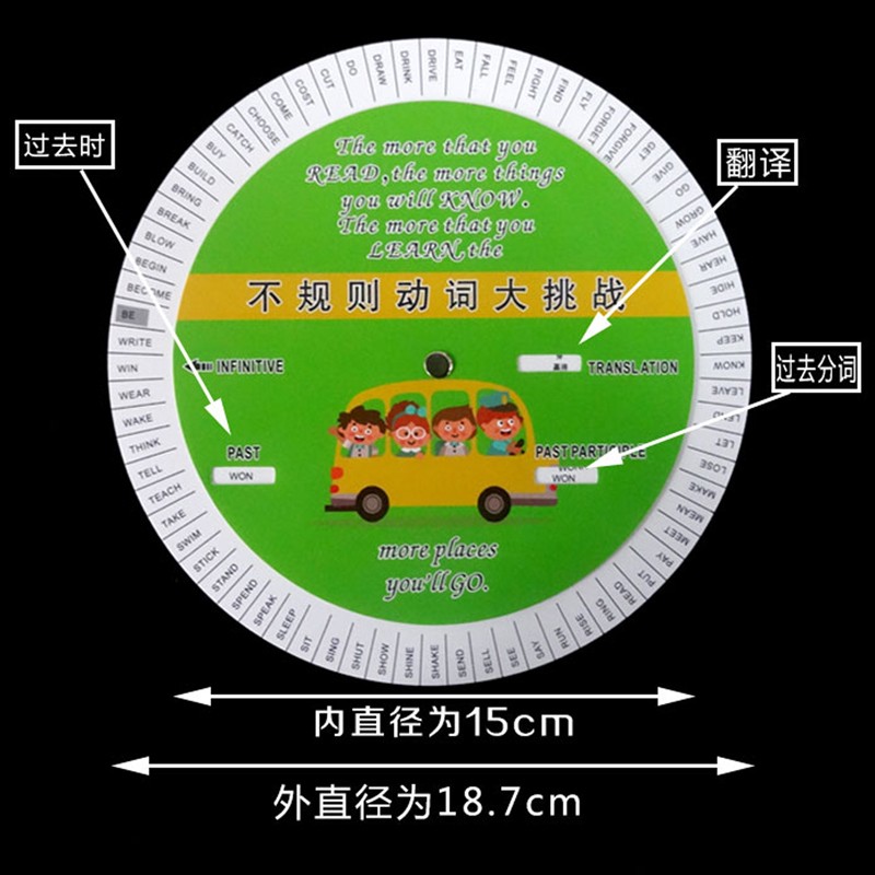 不规则动词pp英文转盘套装