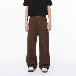 ULTIMATE GOAL 2025AW 纯色直筒褶皱设计中腰垂感百搭牛仔裤