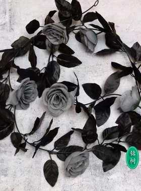 仿真灰色玫瑰花叶藤条动漫萝莉万圣场密室景探案管道空调暗黑哥特