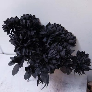 黑色仿真大丽太阳茶假绢花单只哥特朋克个性装饰把束动漫婚礼萝