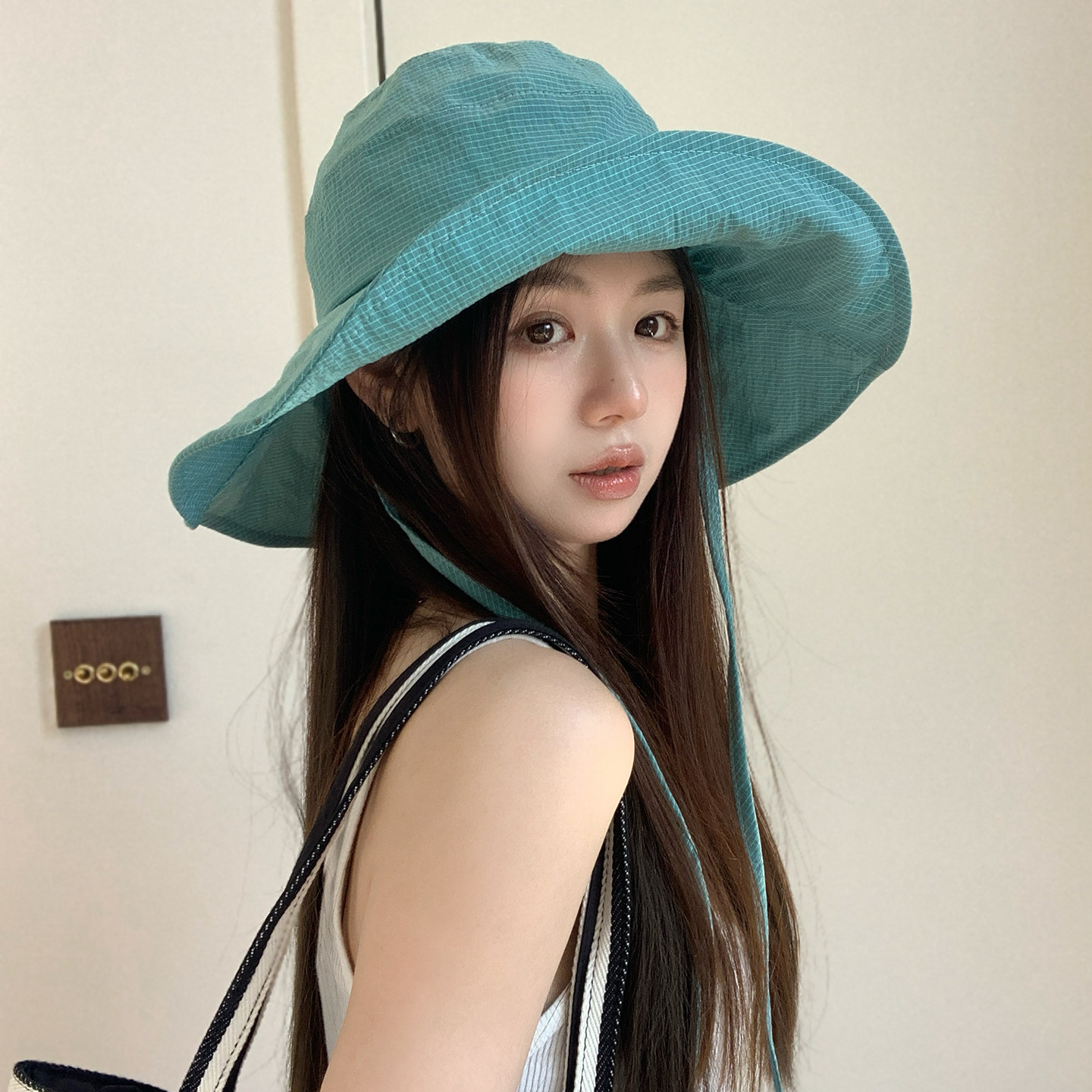 绿色户外轻机能遮阳渔夫帽男女2026夏季新款出游徒步大帽檐防晒帽