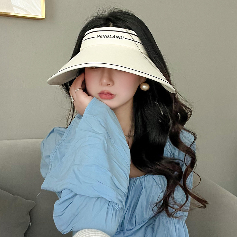日本uv防晒帽夏天防紫外线大檐字母空顶遮阳帽骑车遮脸太阳帽子女
