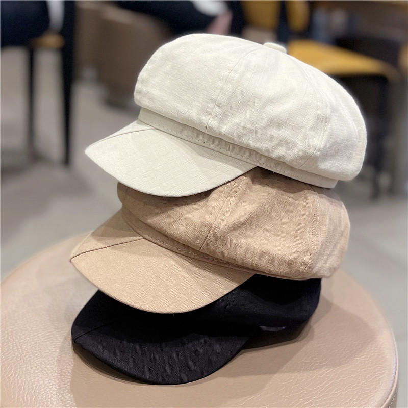 八角帽女春秋季韩版百搭贝雷帽日系黑色休闲画家帽英伦复古报童帽