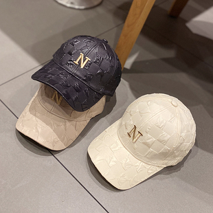 2020新款 格子气泡棒球帽子女春天男女刺绣字母百搭休闲鸭舌帽夏季