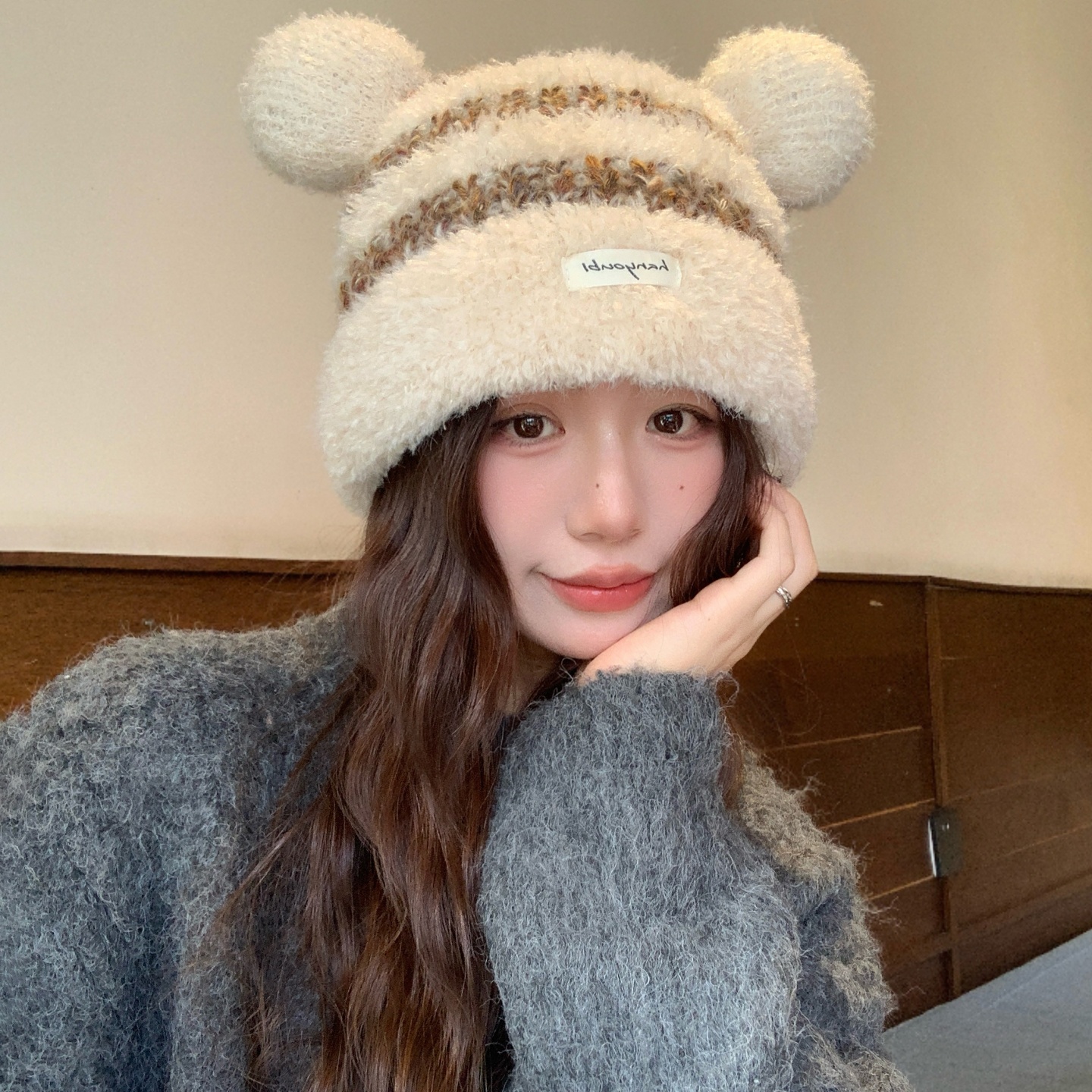 2025新款可爱小熊针织帽