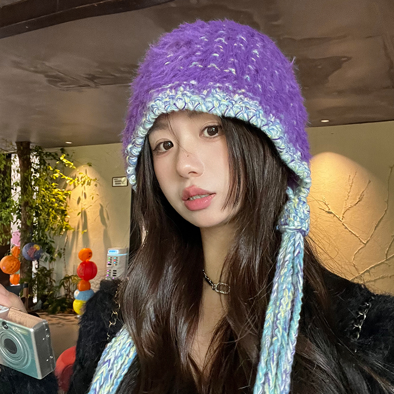 毛线帽保暖韩版女秋冬手工毛绒