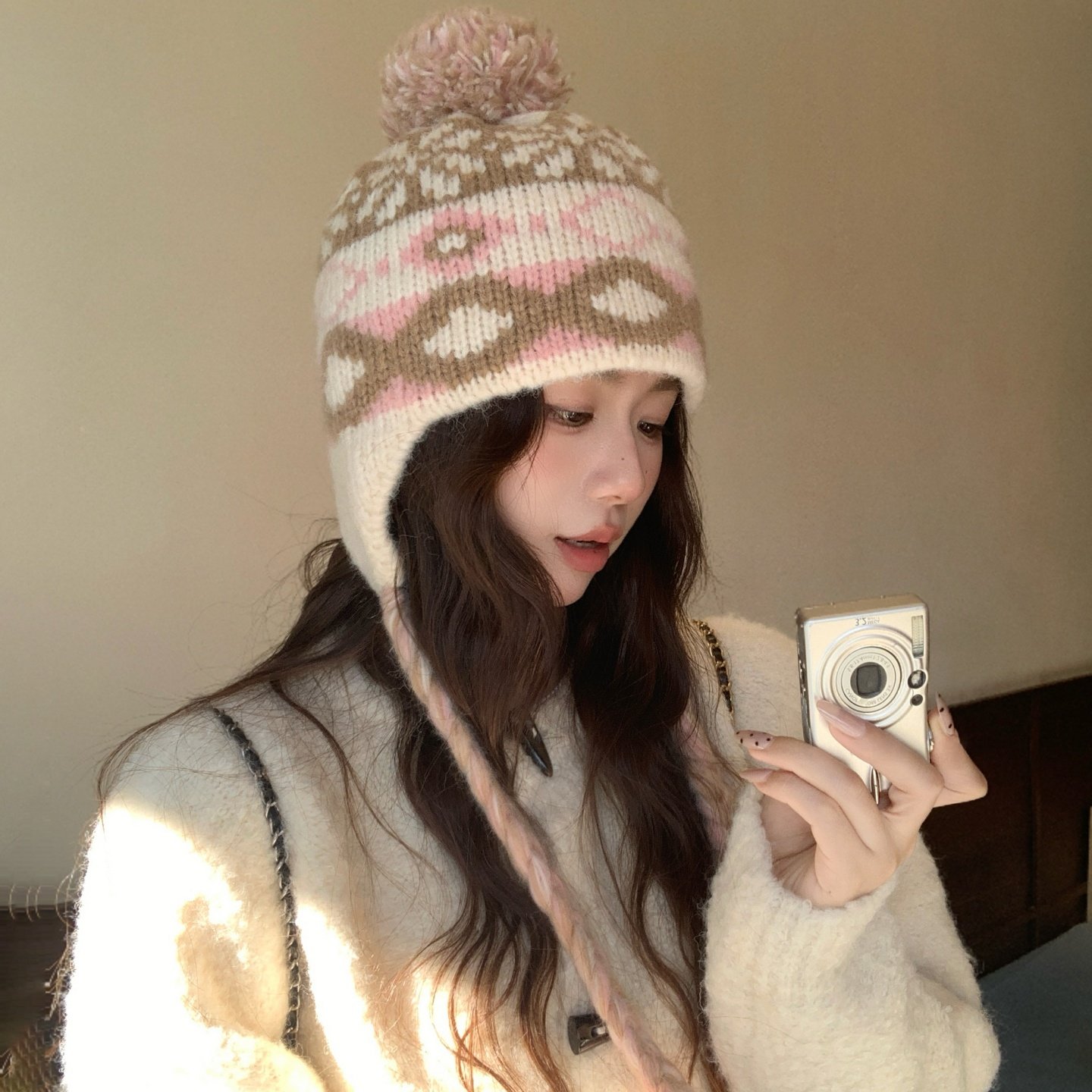 费尔岛风提花针织帽女冬季毛球护耳帽保暖大头围显脸小毛线套头帽,服饰配件/皮带/帽子/围巾,帽子,淘宝优惠券,粉丝福利购,淘宝优惠卷