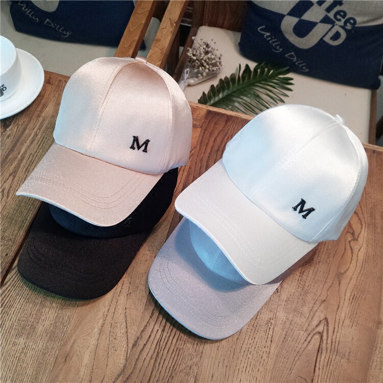 帽子女 春夏天时尚丝光M标棒球帽青年百搭情侣嘻哈帽潮韩版鸭舌帽