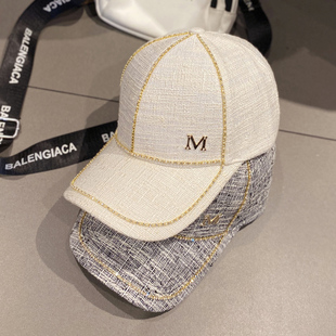 2020新款 夏天M标镶钻休闲棒球帽时尚 百搭鸭舌帽春季 帽子女韩版