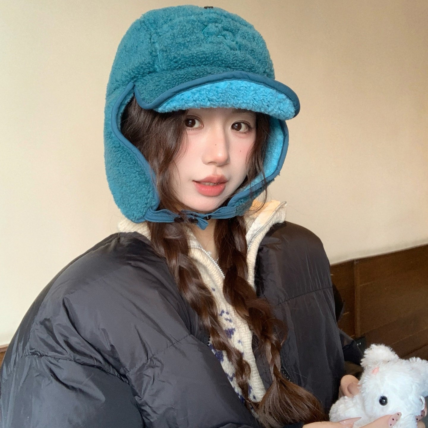 韩系花朵刺绣羊羔绒雷锋帽女冬季加厚保暖防寒护耳骑行蓝色飞行帽,服饰配件/皮带/帽子/围巾,帽子,淘宝优惠券,粉丝福利购,淘宝优惠卷