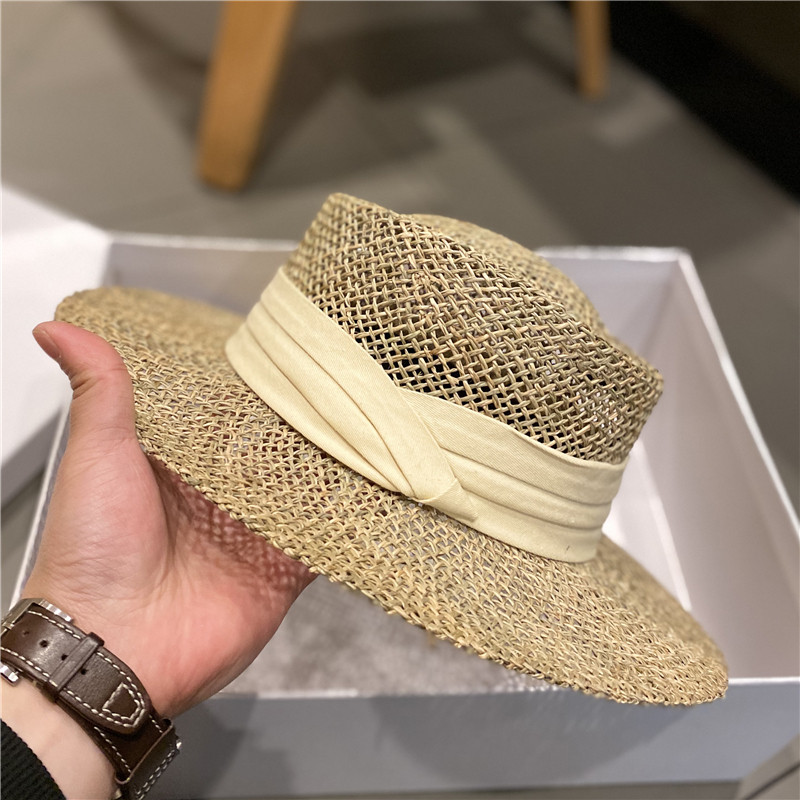 新款夏天老钱风平顶爵士礼帽英伦复古百搭夏季遮阳防晒出游草帽女