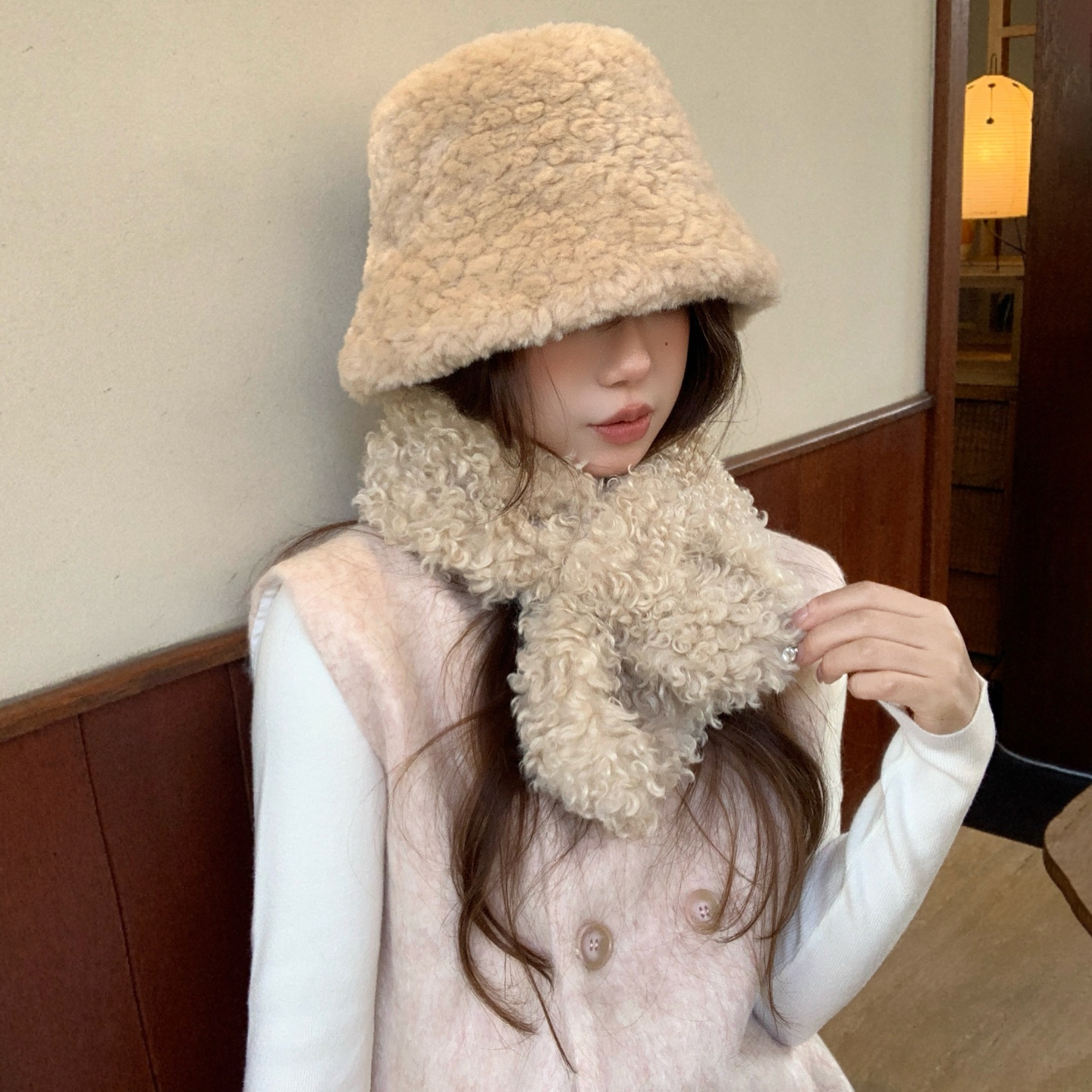 双面戴渔夫帽护耳宽檐毛绒绒韩版