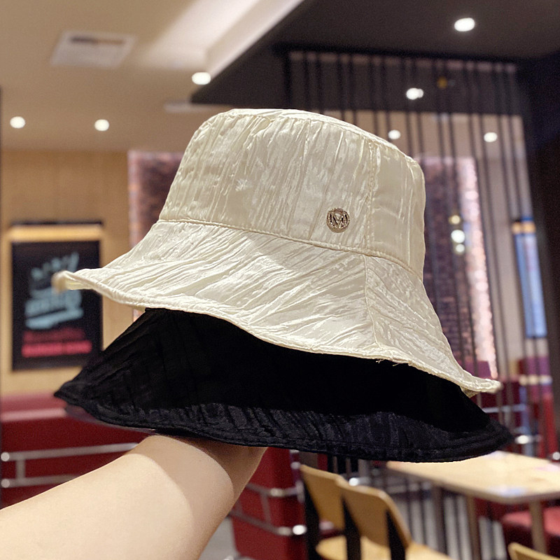 渔夫帽子女小众显脸小新款港风文艺风琴褶皱山本风夏天遮阳盆帽秋