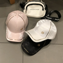 绸缎鸭舌帽夏天 休闲百搭M标丝光棒球帽春夏遮阳帽时尚 帽子女 韩版