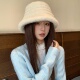2025新款 白色毛绒渔夫帽女冬季 保暖显脸小仿水貂毛盆帽大头围雪帽