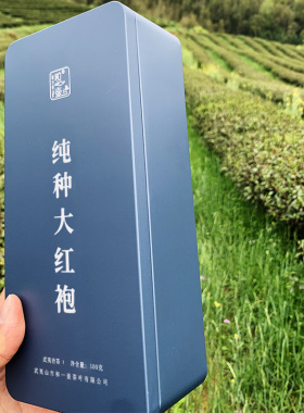 纯种大红袍武夷岩茶乌龙茶正岩纯料茶叶特级花果香武铁盒装100g
