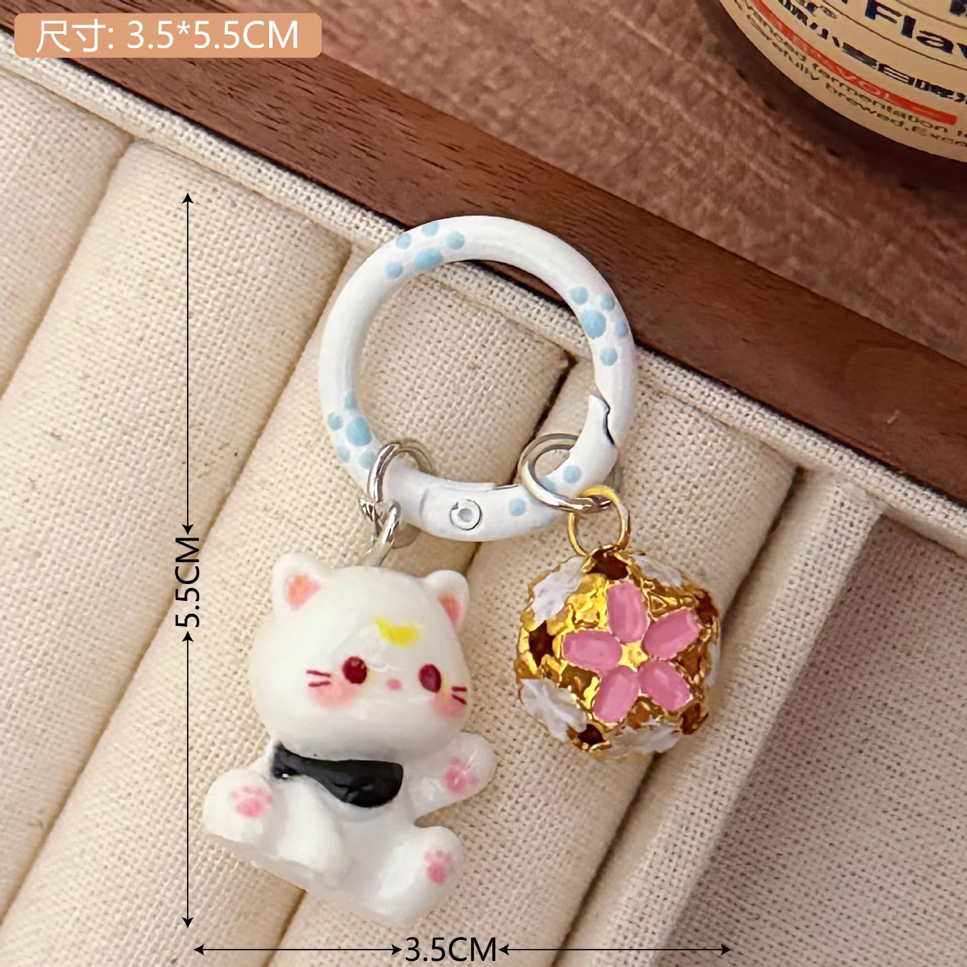 可爱猫爪铃铛圆圈卡扣挂件少女心猫咪书包钥匙扣挂坠闺蜜礼物批发