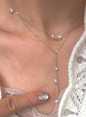 925银女超闪锆石流苏项链