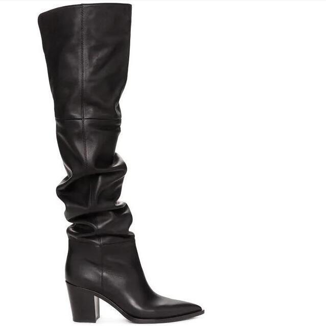 欧美风粗高跟定做大码女靴子新品