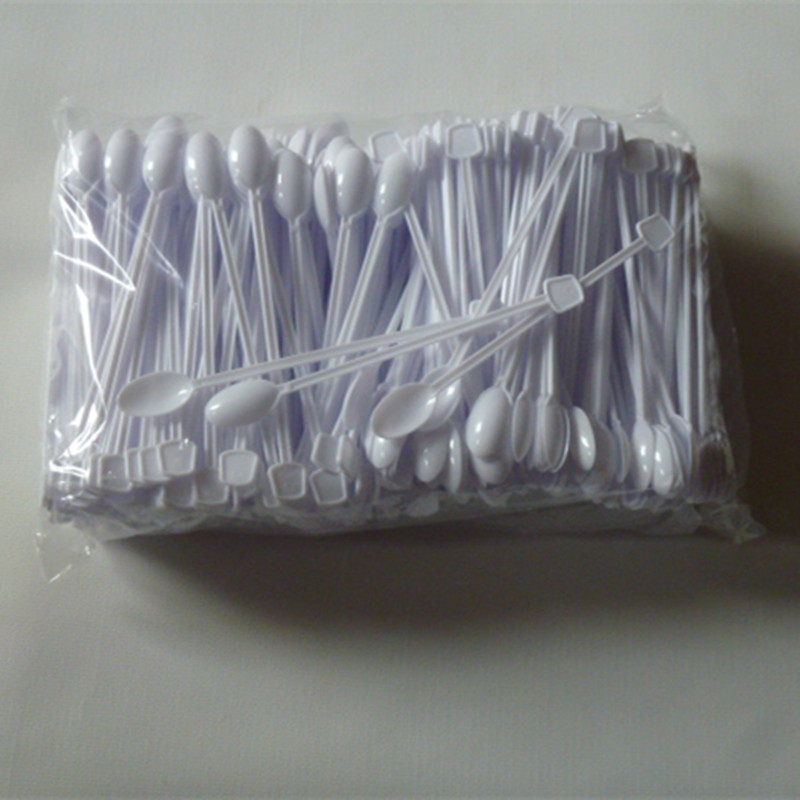 一次性塑料咖啡更奶冲调羹搅拌试饮品尝勺子500个装12..8厘米2色