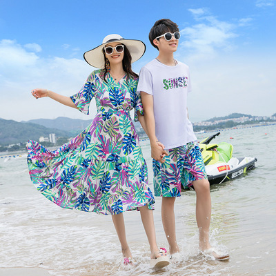 情侣装夏装你衣我裙一衣一海边沙滩海南三亚蜜月度假旅游连衣裙子