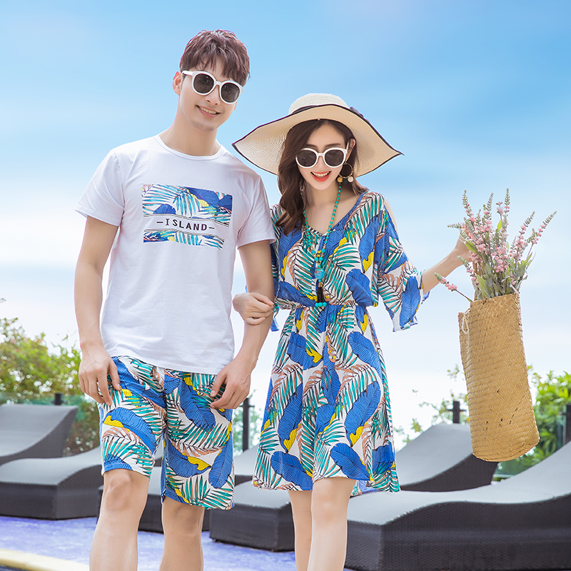 潿洲島沙灘裙女泰國(guó)情侶裝海邊度假套裝三亞旅游婚紗拍照衣服超仙