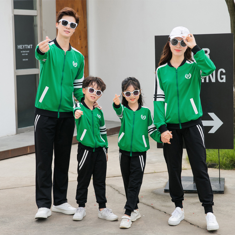 2024新款亲子装秋冬运动套装母女家庭装幼儿园班服校服团队活动