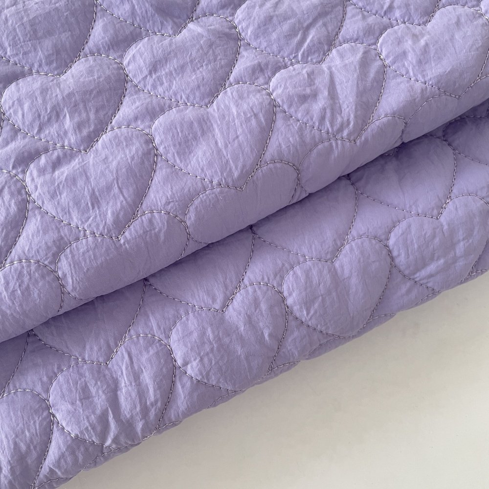 布亦爱心绗缝夹棉紫色布料棉服棉衣外套裙子手工diy面料