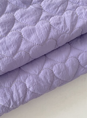 布亦爱心绗缝夹棉紫色布料棉服棉衣外套裙子手工diy面料
