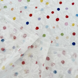 布亦布料 | 彩色波点布料 清新碎彩点网纱面料连衣裙衬衫服装辅料