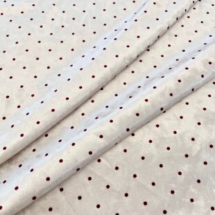 布亦布料 | 奶白底酒红波点丝绒布料 连衣裙旗袍家居服手工 DIY