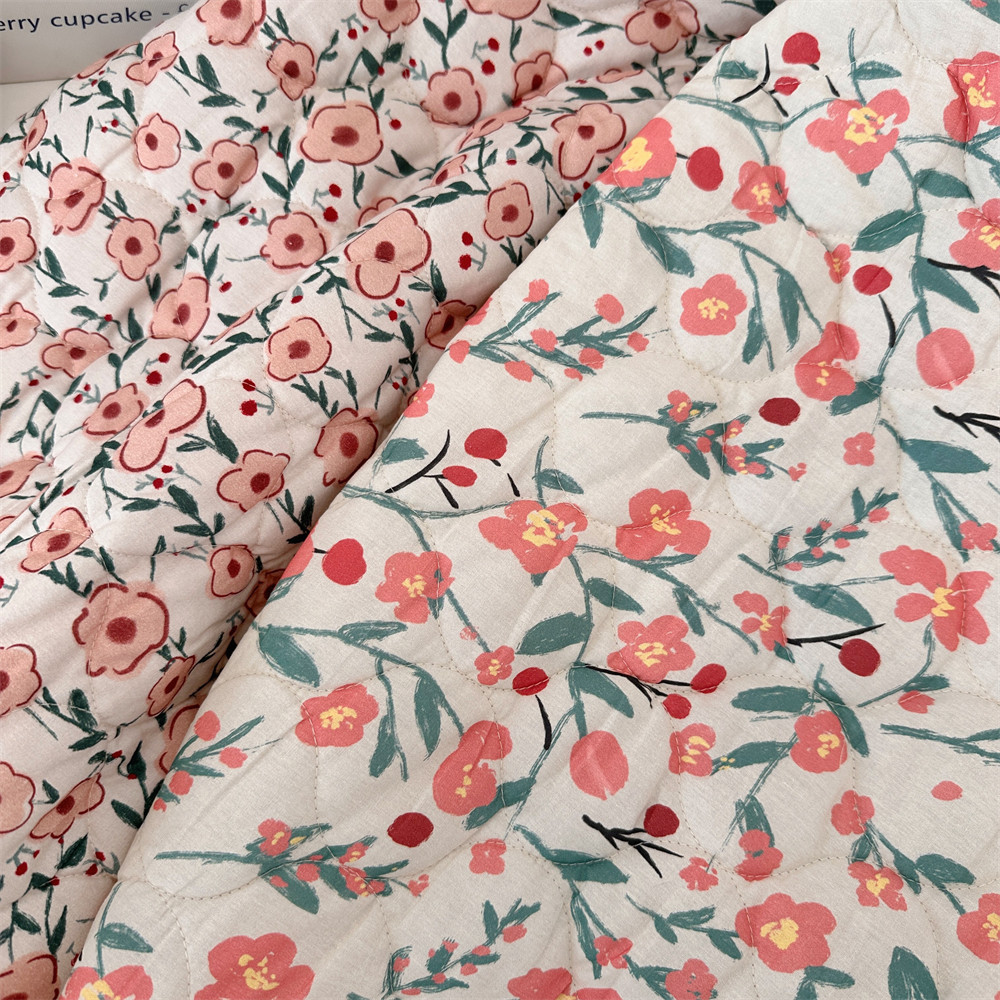 布亦 ins小花朵绗缝夹棉婴儿床笠手工diy包包秋冬厚棉服服装面料