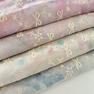 布亦晕染蝴蝶结布料桌布连衣裙衣服裤 子小清新ins风手工diy布料