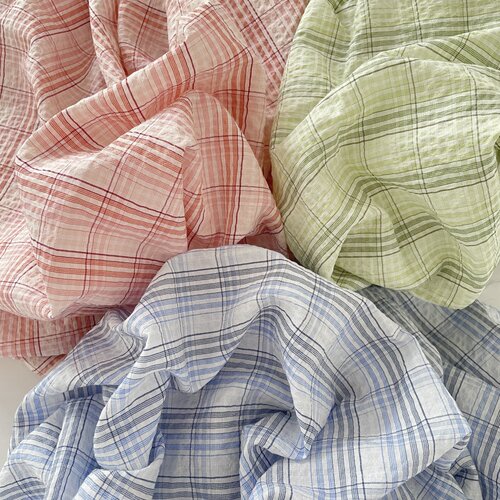 布亦新款条纹格子小清新布料ins风连衣裙衣服桌布手工diy布料