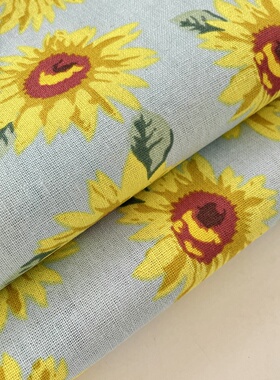 布亦浅蓝向阳花小清新艳丽活力布料手工diy连衣裙桌布沙发布料