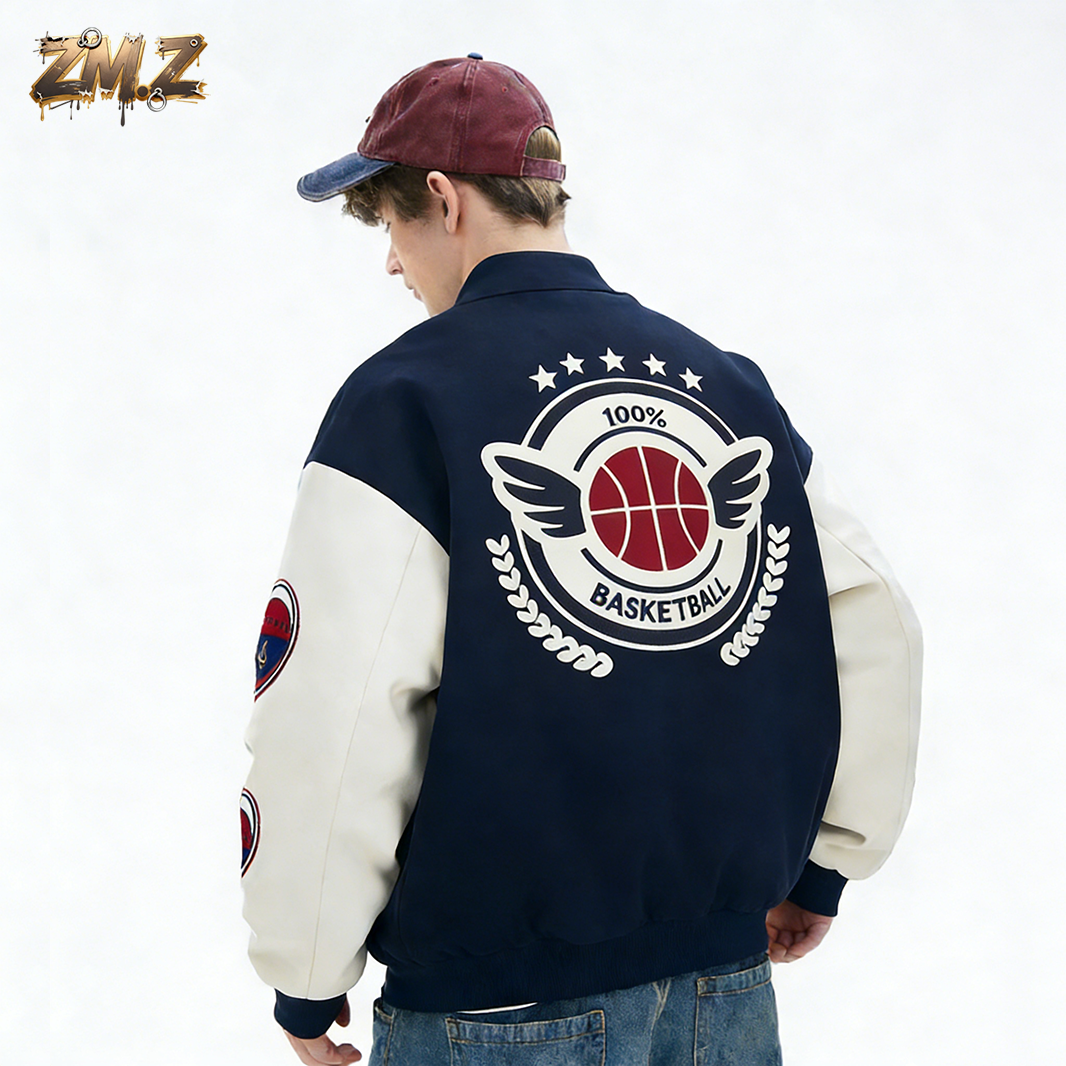 ZM.Z美式潮牌毛巾绣字母刺绣夹棉棒球服男款夹克羽绒棉服宽松外套,男装,棒球夹克,淘宝优惠券,粉丝福利购,淘宝优惠卷