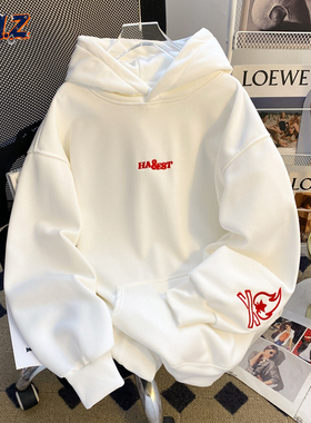 ZM.Z美式字母小火苗刺绣连帽卫衣秋冬百搭宽松设计感加绒情侣外套