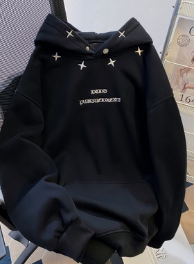 ZM.Z2026新款美式潮牌十字刺绣连帽卫衣男高街青少年加厚休闲外套