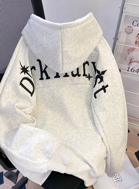 ZM.Z2026春上新款美式街头字母刺绣连帽卫衣男女宽松百搭休闲帽衫