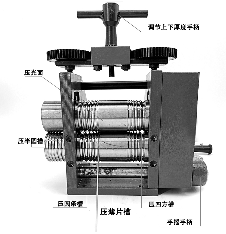 欧式压片机首饰家用金银手镯戒指压片压方线压圆压半圆手摇压条机