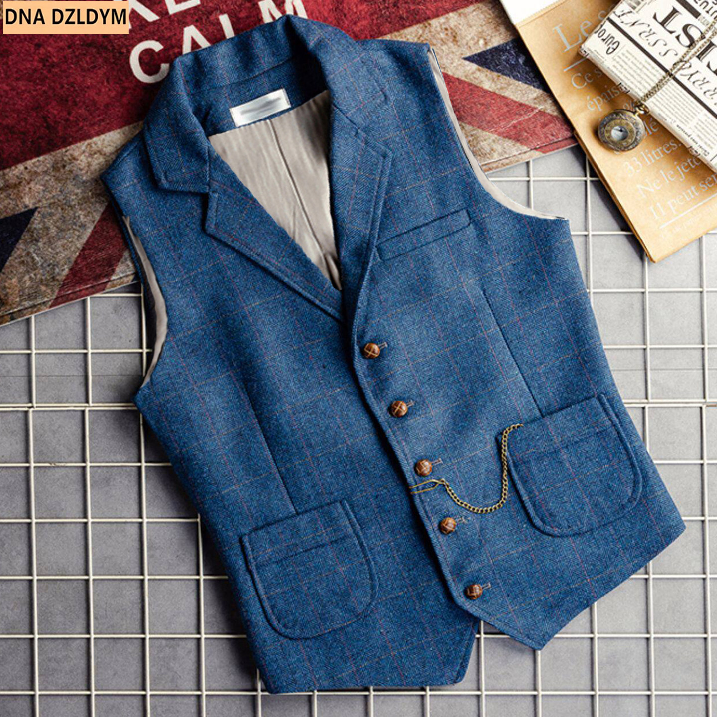 2026新款英伦雅痞男装平驳领马甲时尚商务修身休闲礼服西装背心男