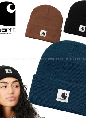 正品Carhartt WIP卡哈特经典黑白LOGO冷帽冬帽子包头毛线男女情侣