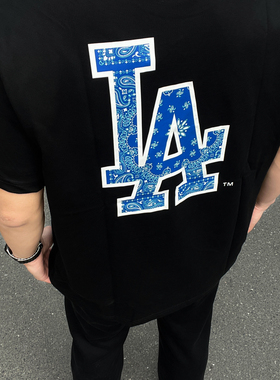 New Era纽亦华联名MLB男女新款LA腰果花大标运动短袖T恤13546478