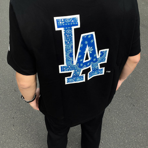 New Era纽亦华联名MLB男女新款LA腰果花大标运动短袖T恤13546478