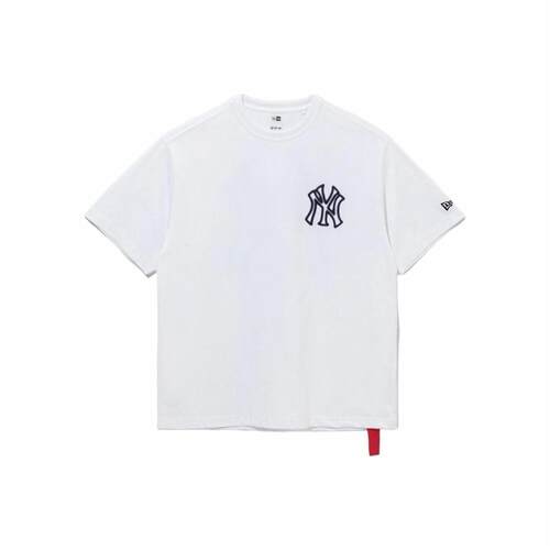 New Era X MLB纽亦华洋基队NY线条LOGO系列圆领短袖男女T恤