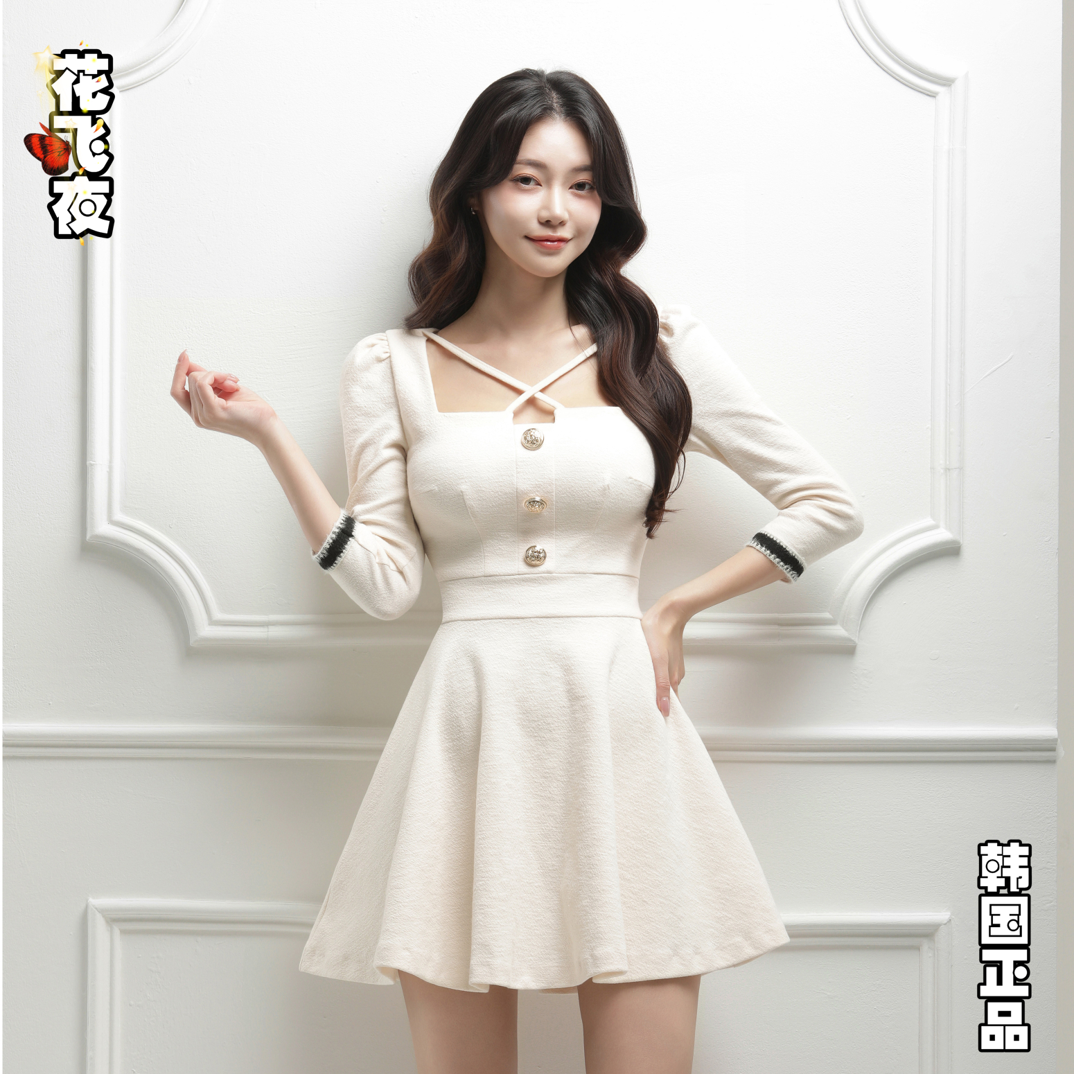 韩国代购2025年冬款小个子女生A字连衣裙少女风百搭通勤韩版洋装